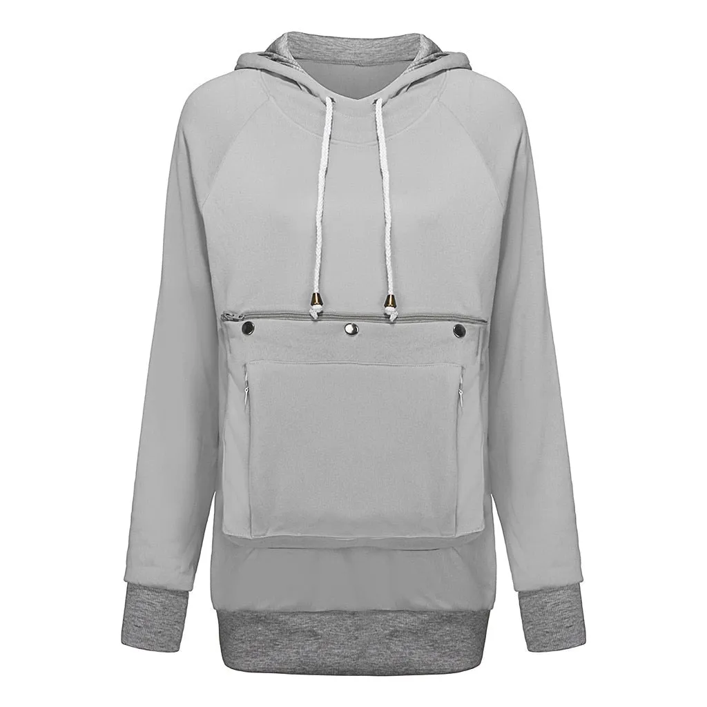 Trendy Pouch Sweatshirt With Hoodie