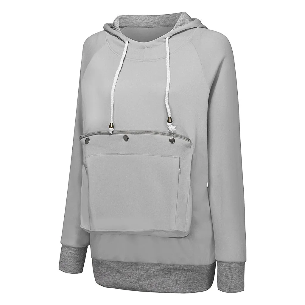 Trendy Pouch Sweatshirt With Hoodie