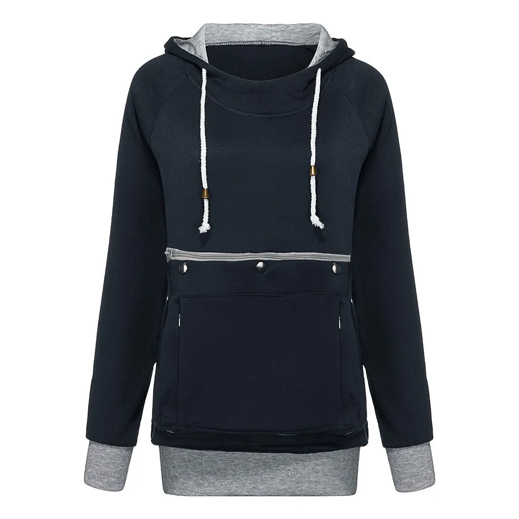 Trendy Pouch Sweatshirt With Hoodie