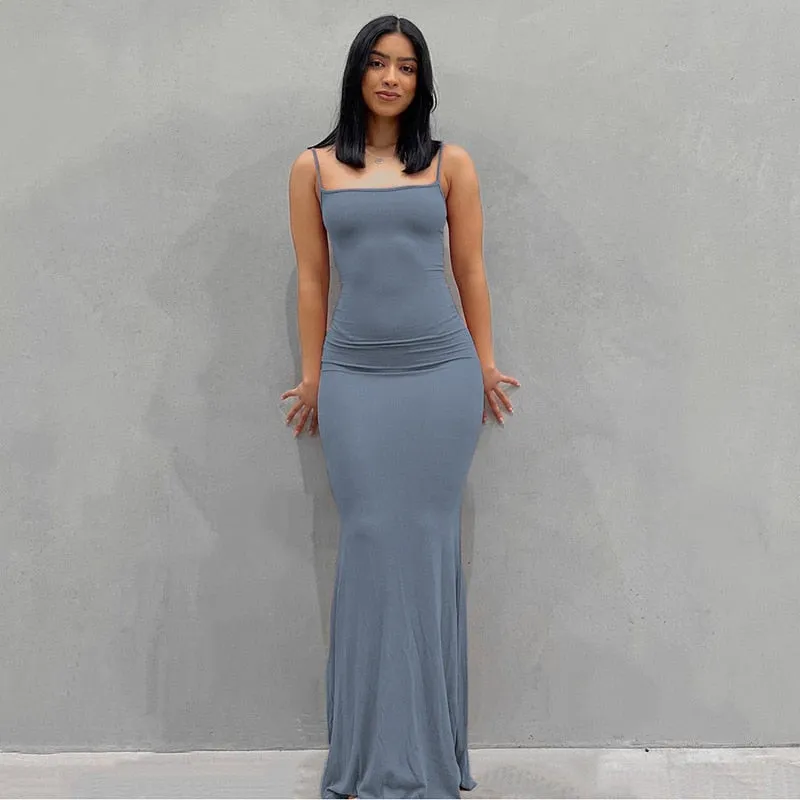 Trendy Satin Backless Maxi  Dress