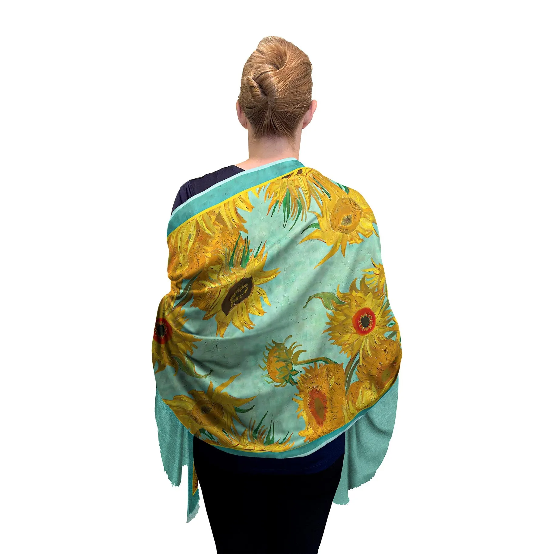 van Gogh Sunflowers Silk Blend Women's Fashion Shawl