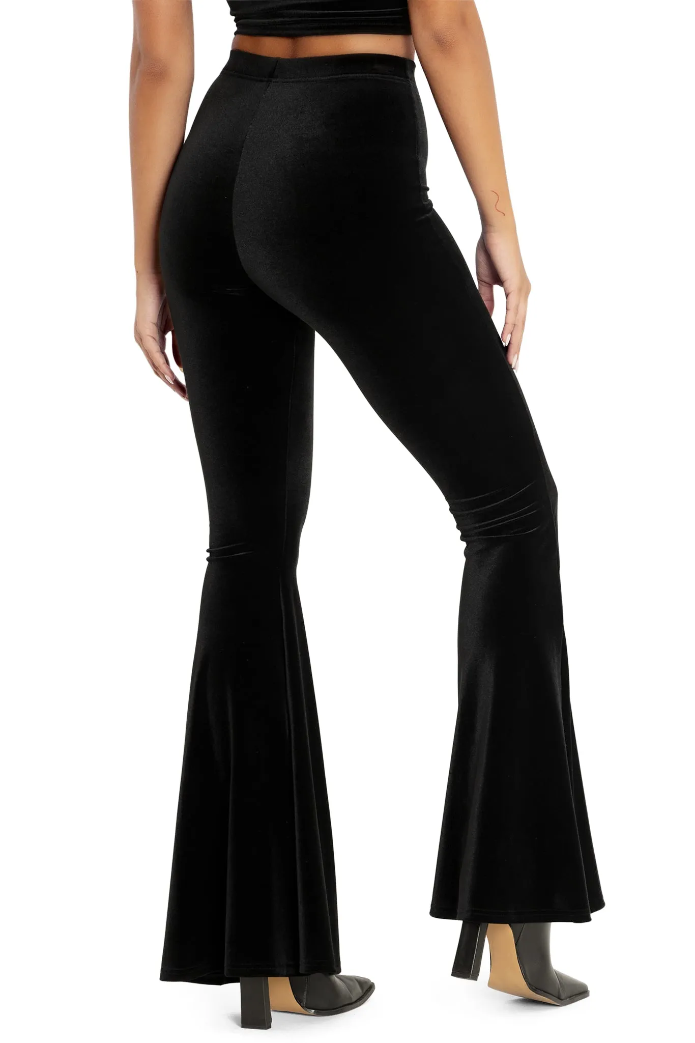 Velvet Black High Waisted Flare Pants