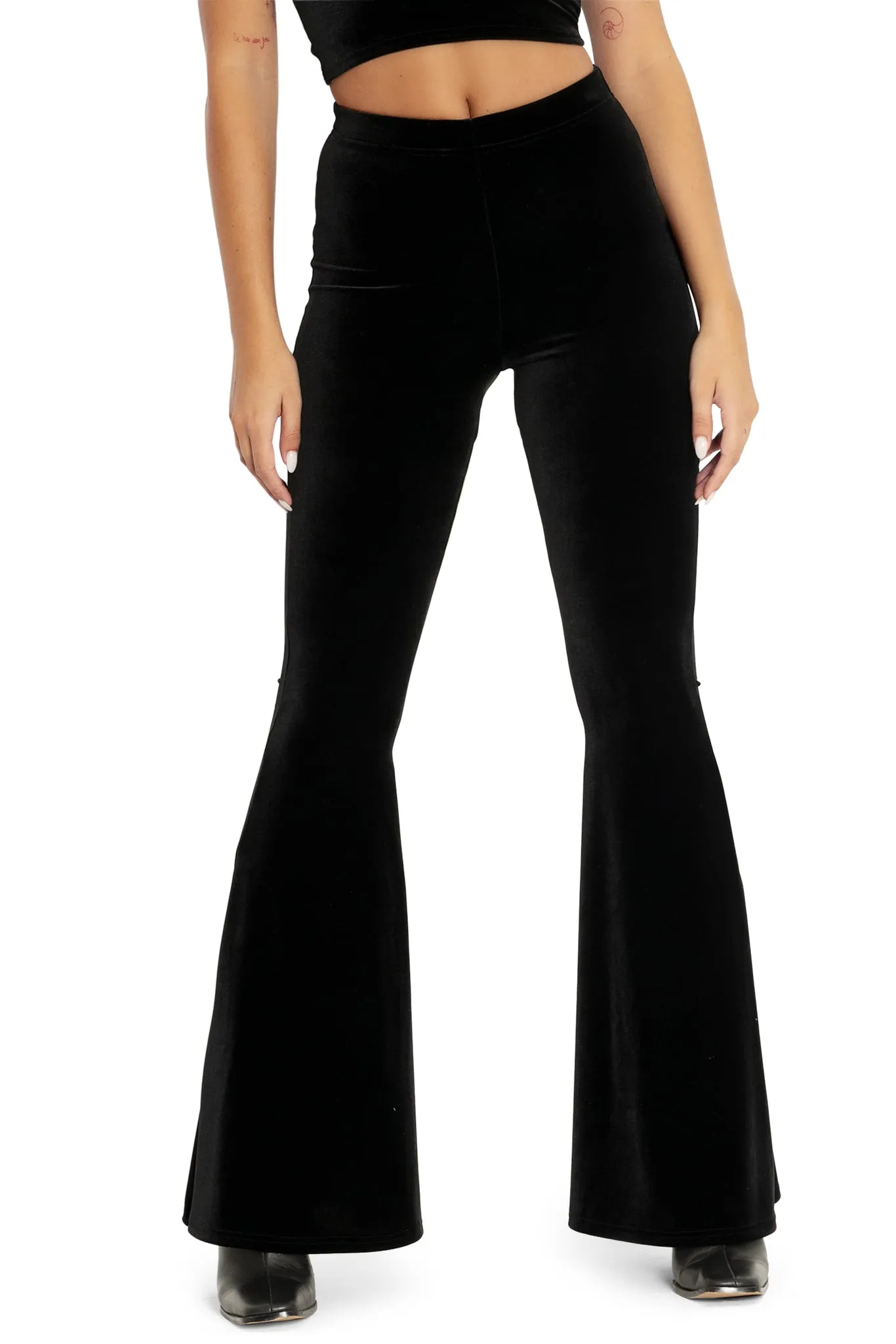 Velvet Black High Waisted Flare Pants