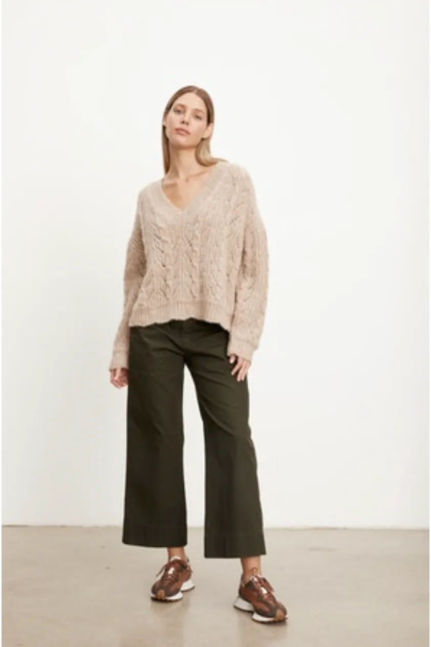 Velvet by Graham & Spencer Sade 06 Cozy Cable Sweater | Oatmeal