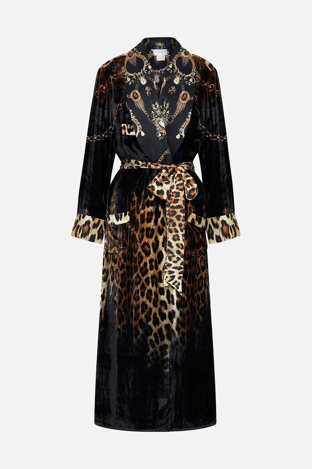 VELVET LONG ROBE WITH TIE JUNGLE DREAMING