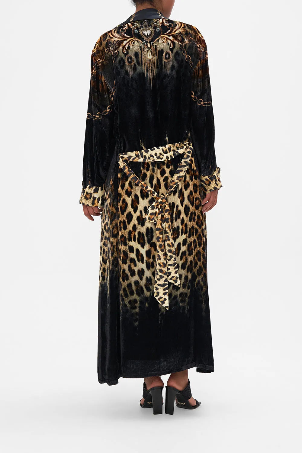 VELVET LONG ROBE WITH TIE JUNGLE DREAMING