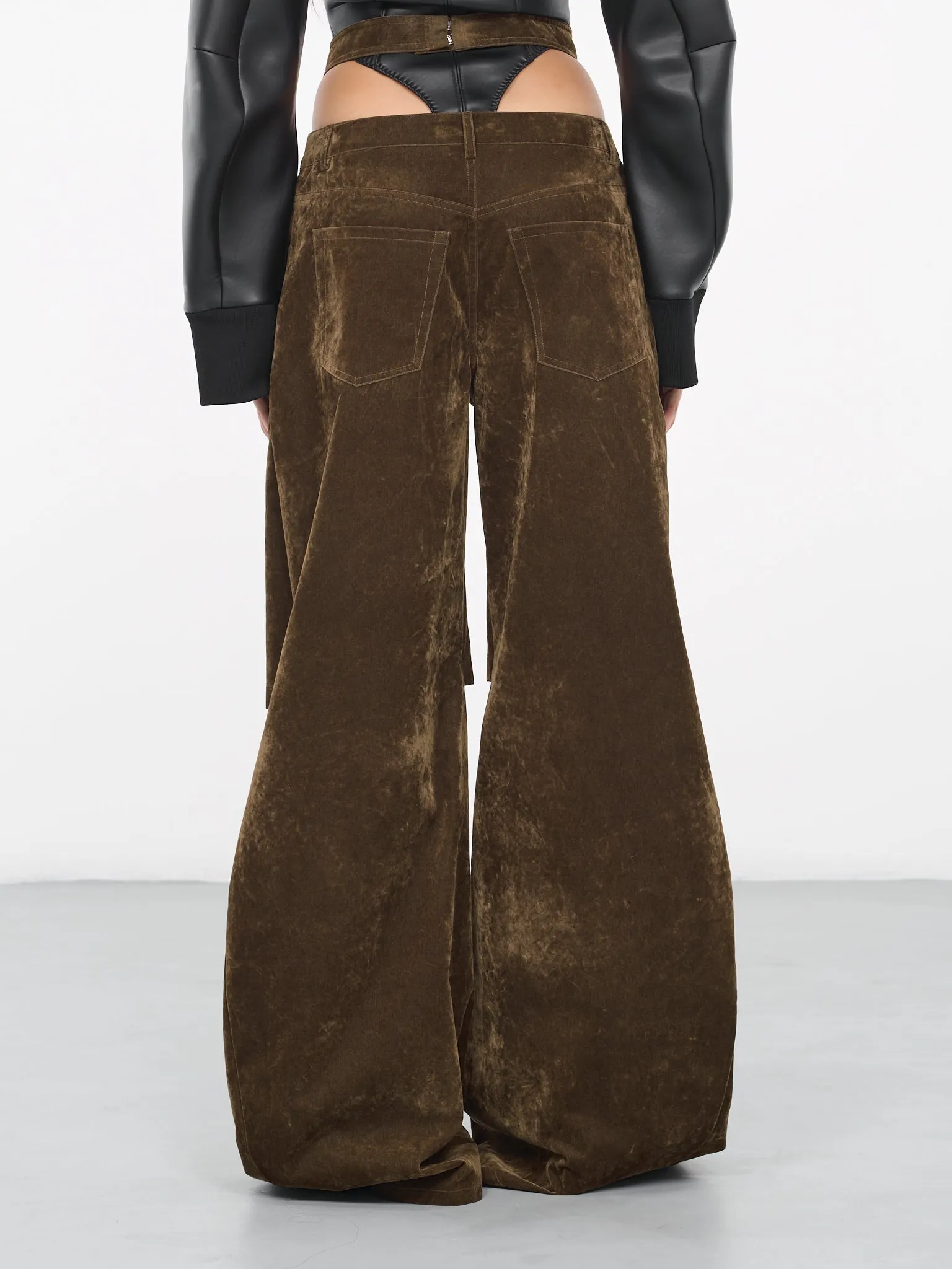 Velvet Wide Trousers (300012A-VXE027-215-BROWN)