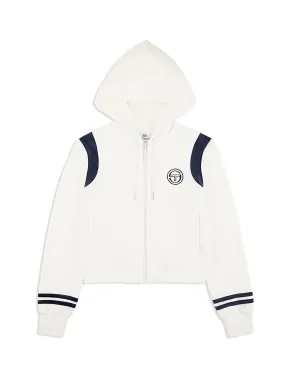 Veneto Velour Zip-Up Hoodie- Gardenia