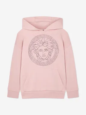 Versace Girls Diamante Medusa Logo Hoodie in Pink