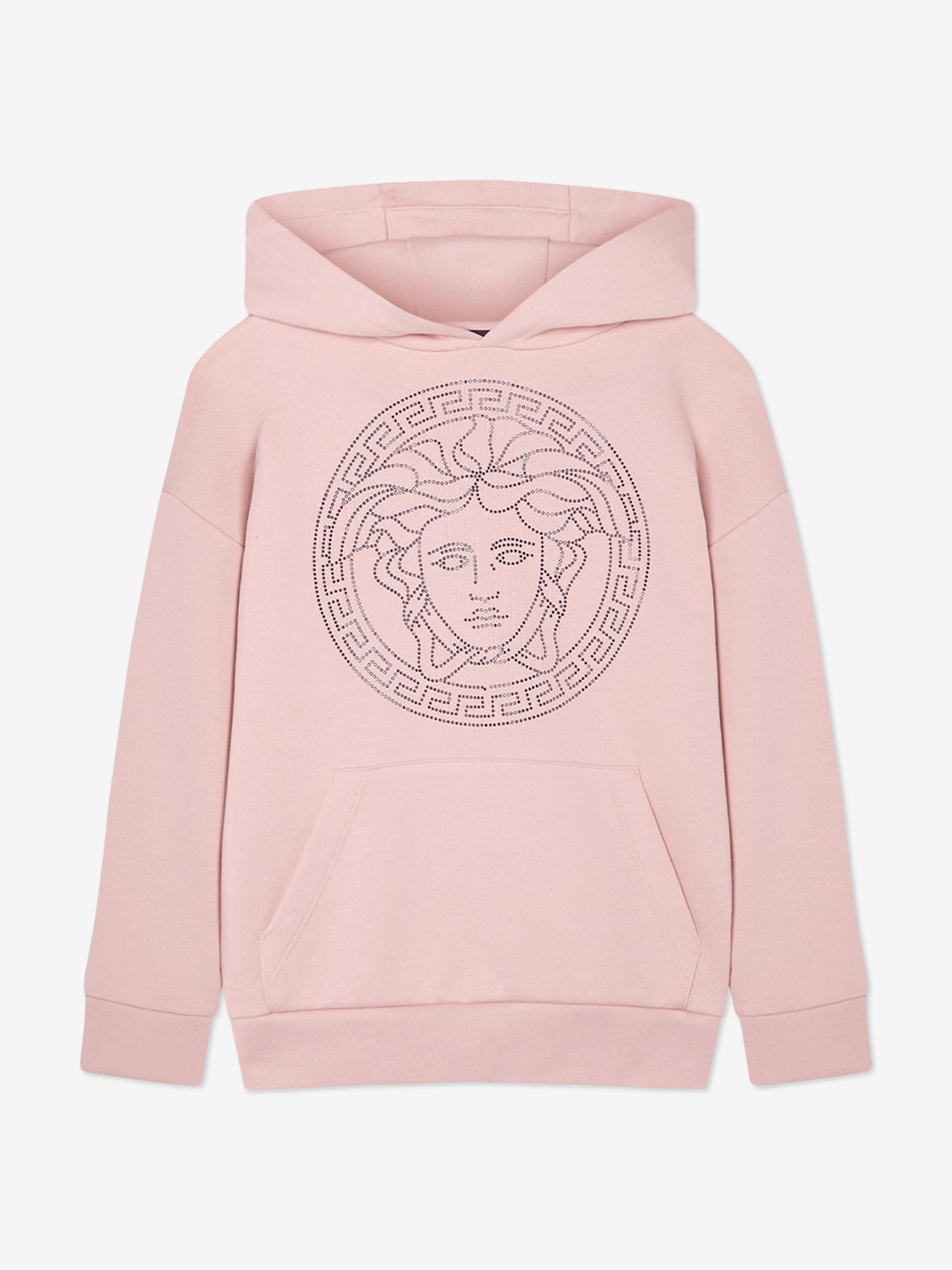 Versace Girls Diamante Medusa Logo Hoodie in Pink