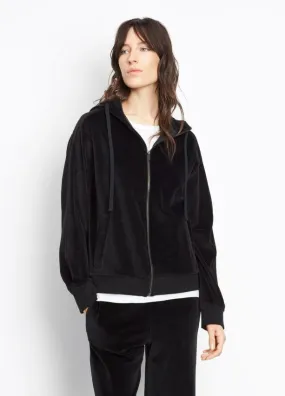 Vince - Velour Zip Up Hoodie in Black