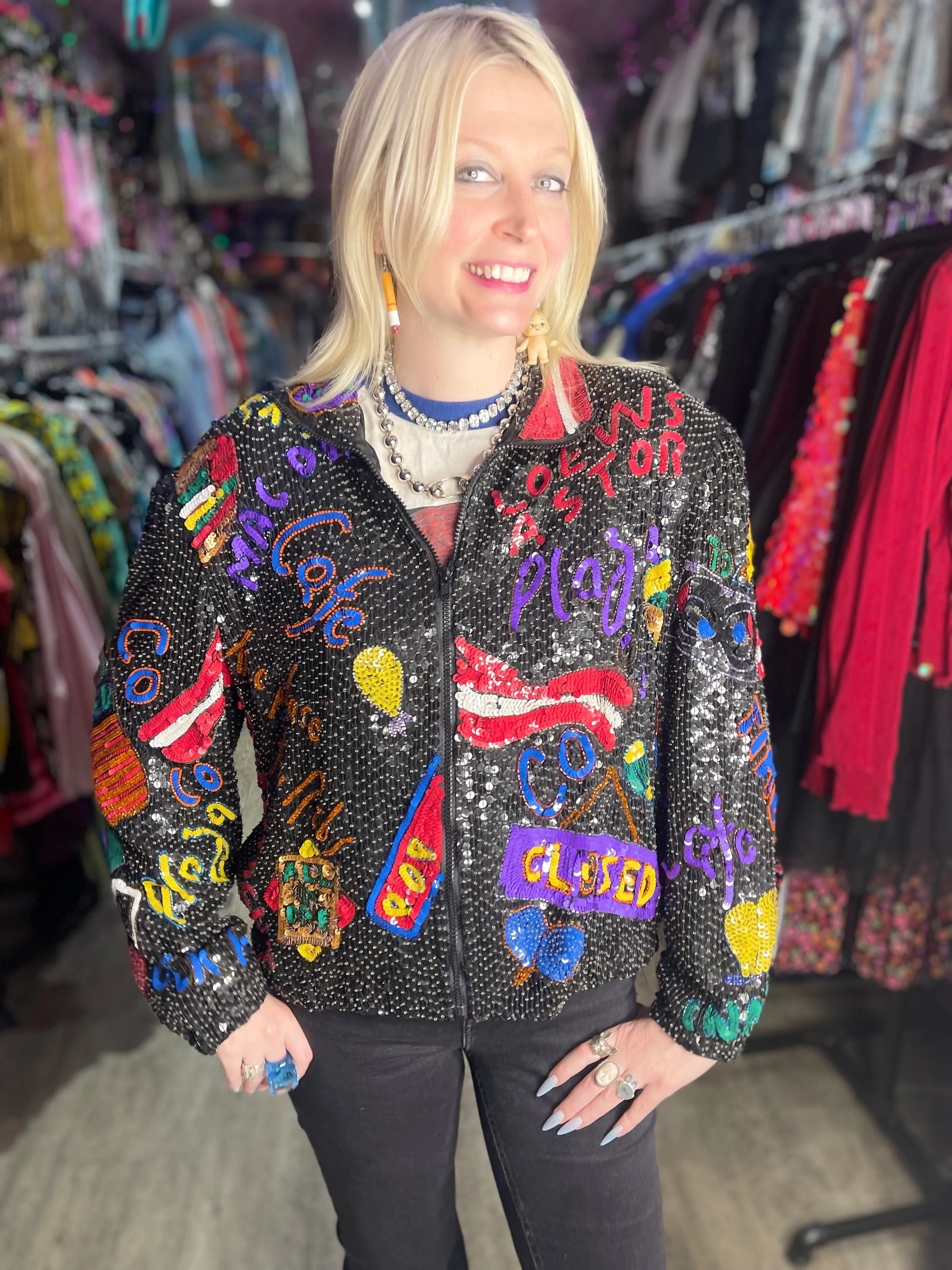 Vintage 80s Sequin New York Jacket