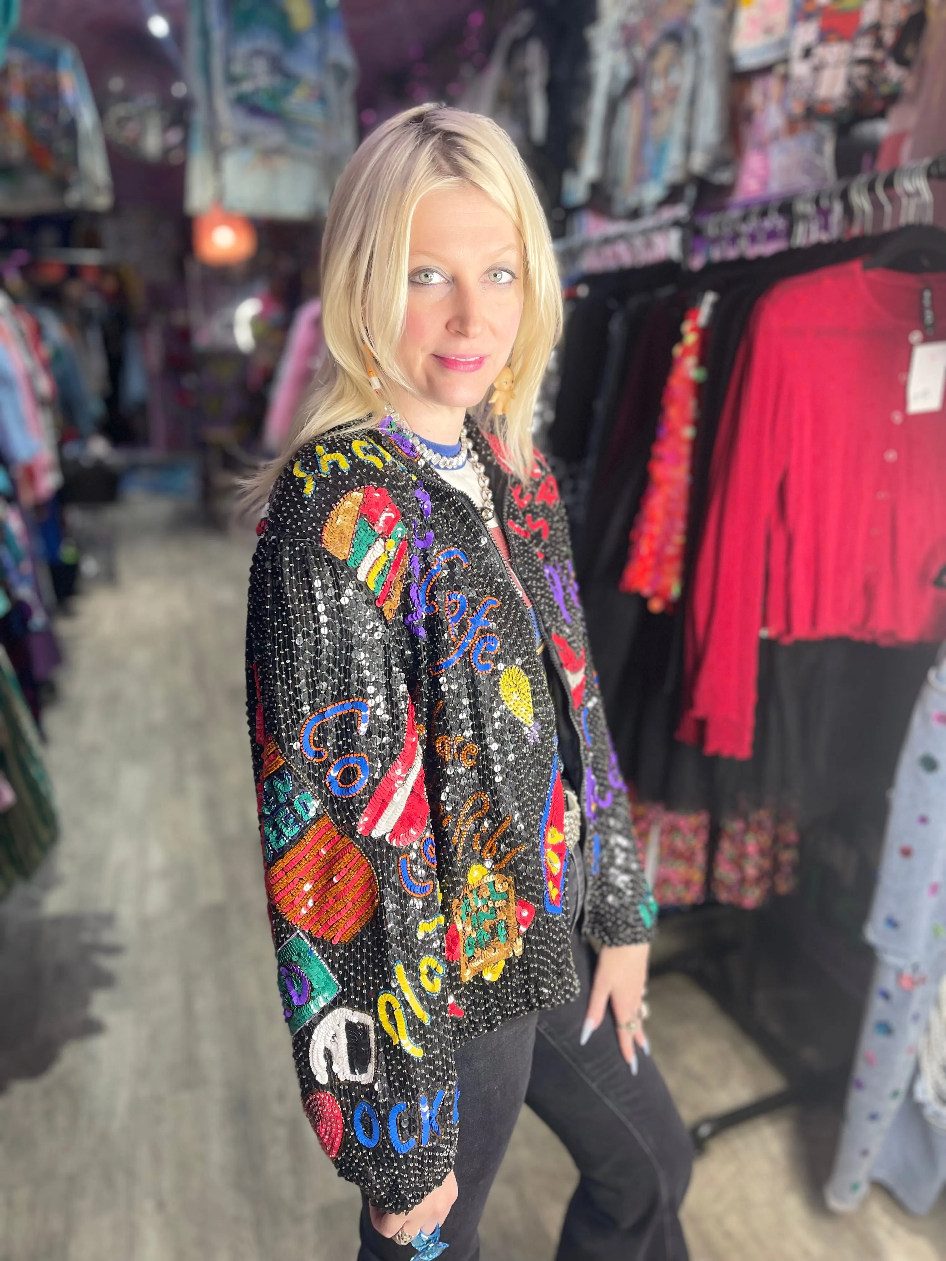 Vintage 80s Sequin New York Jacket