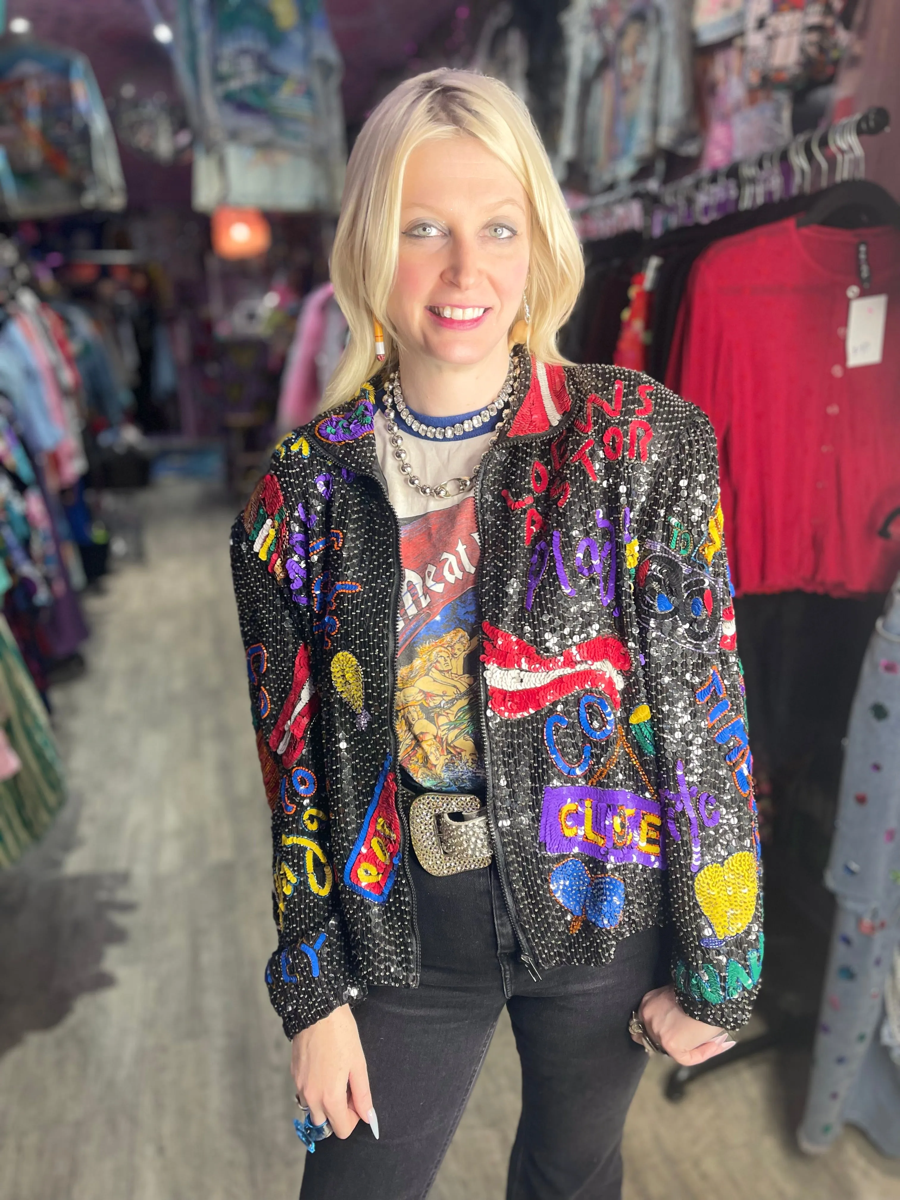 Vintage 80s Sequin New York Jacket