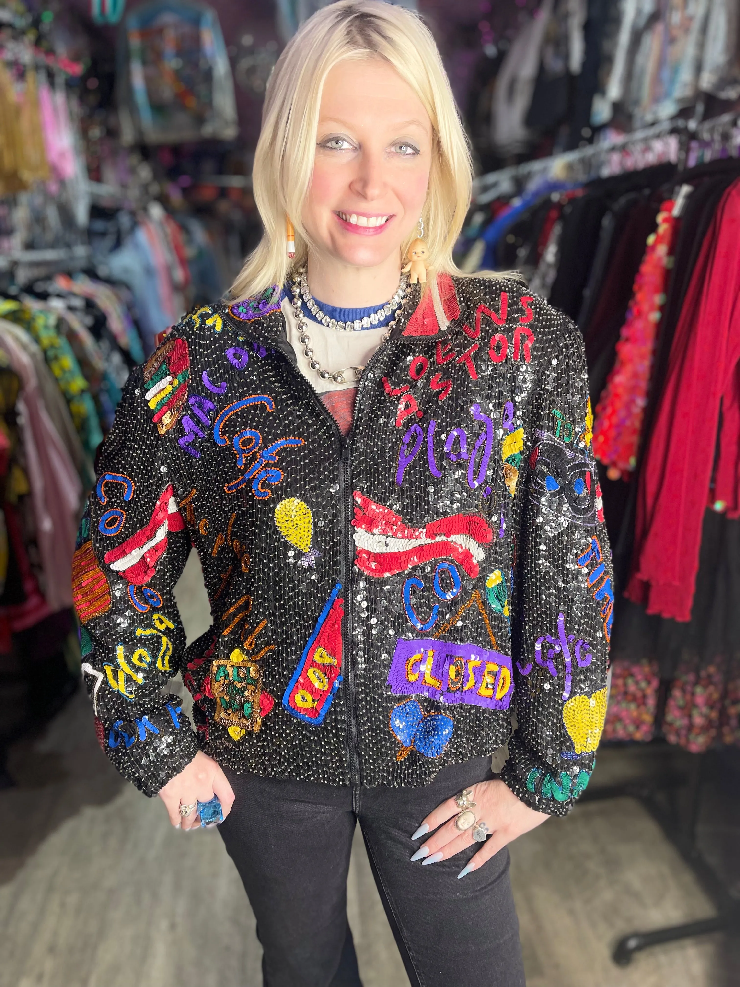 Vintage 80s Sequin New York Jacket