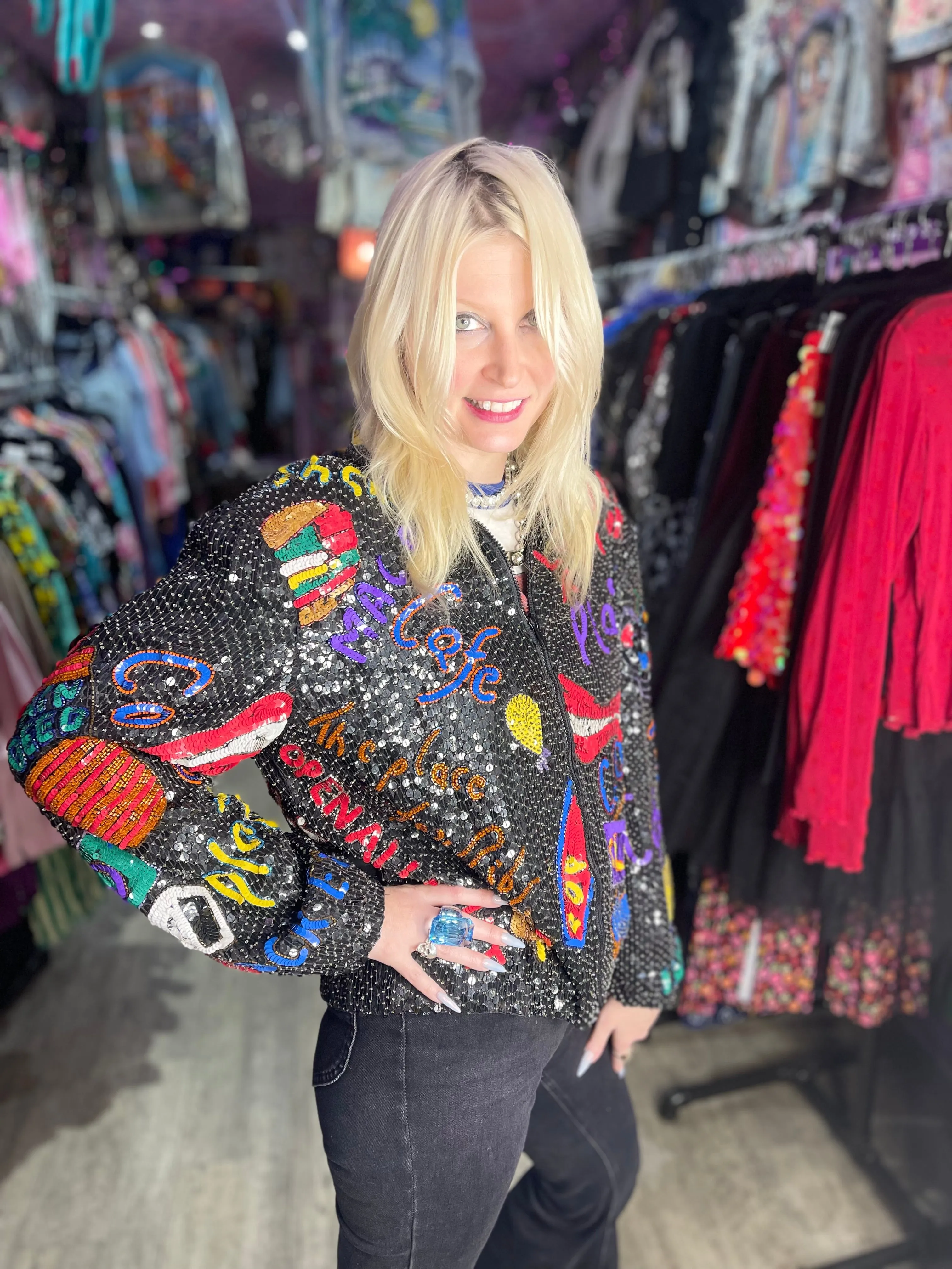 Vintage 80s Sequin New York Jacket