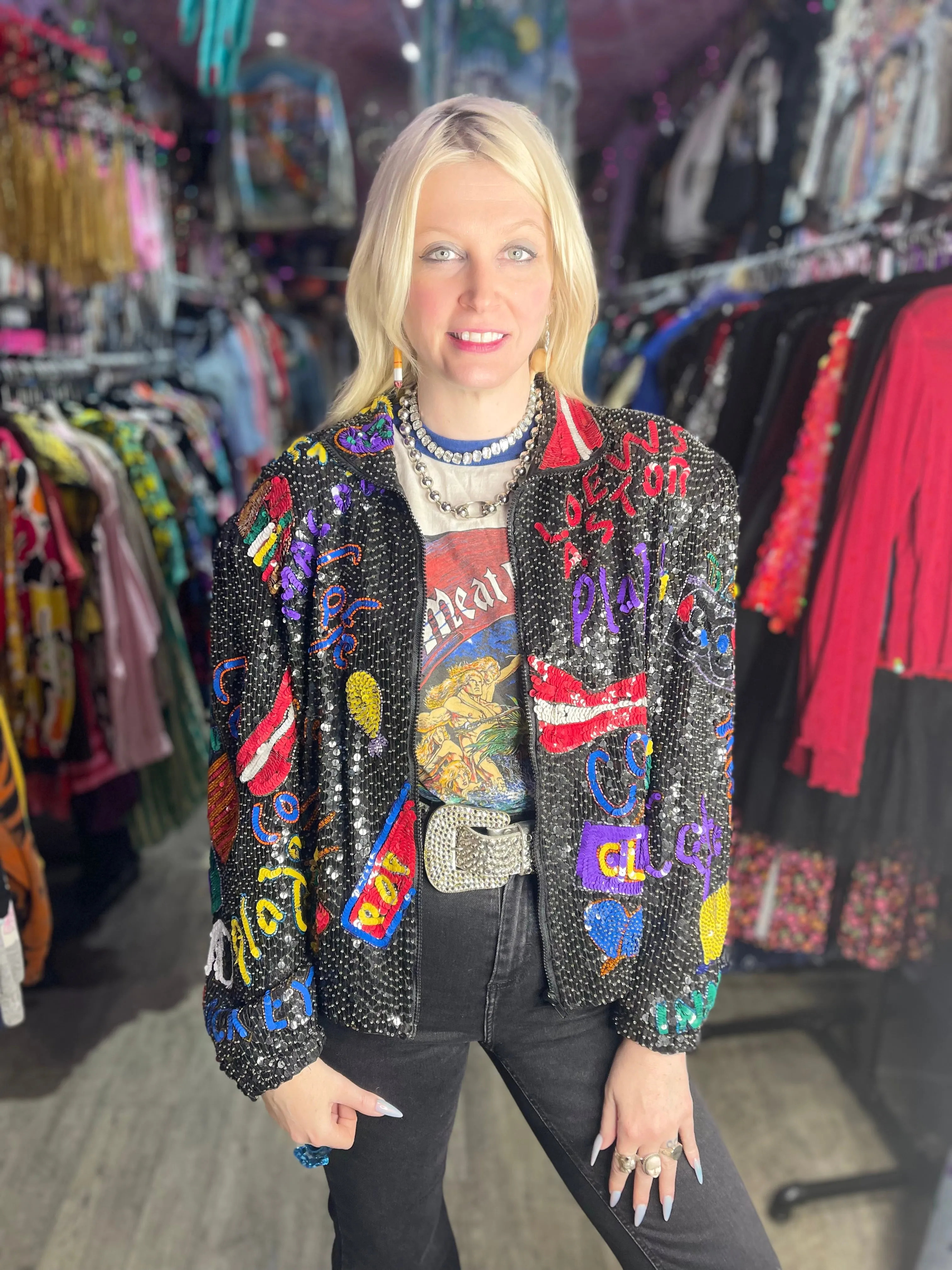 Vintage 80s Sequin New York Jacket