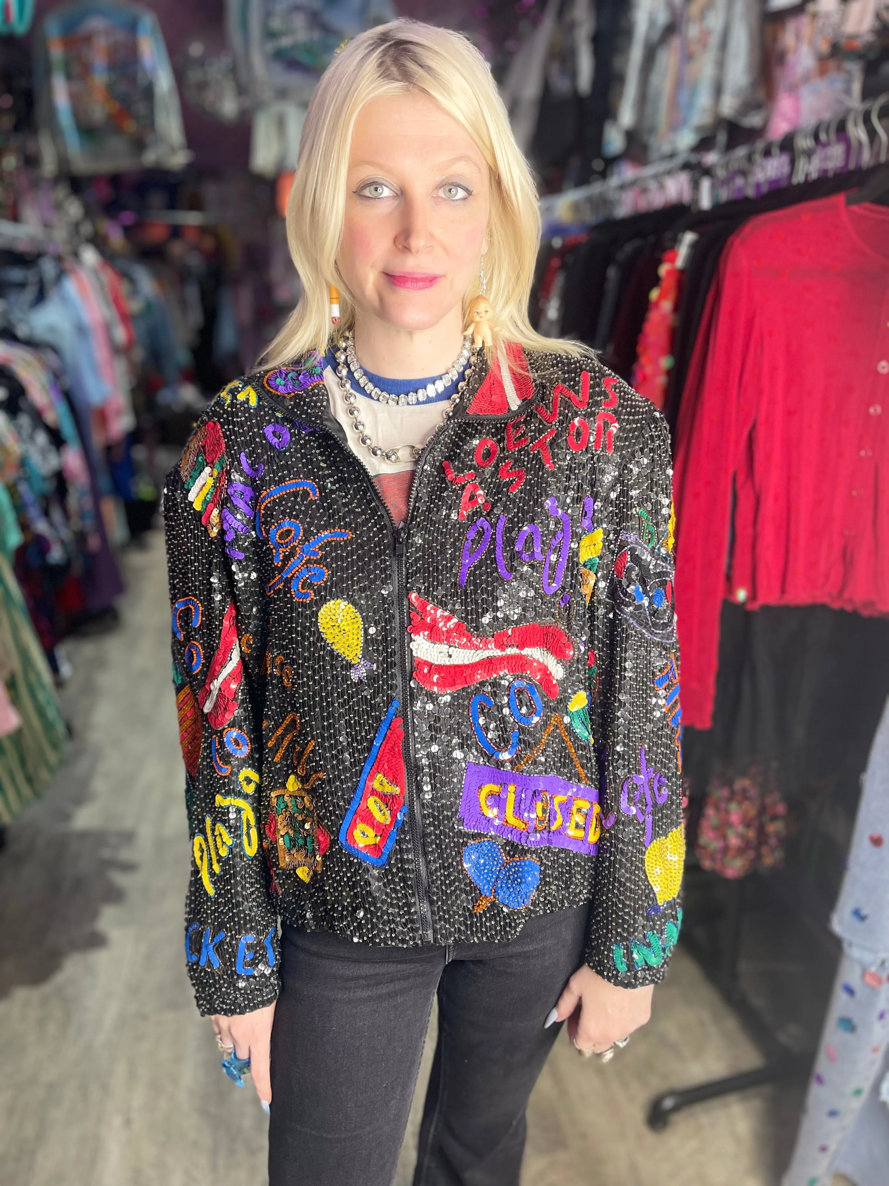 Vintage 80s Sequin New York Jacket