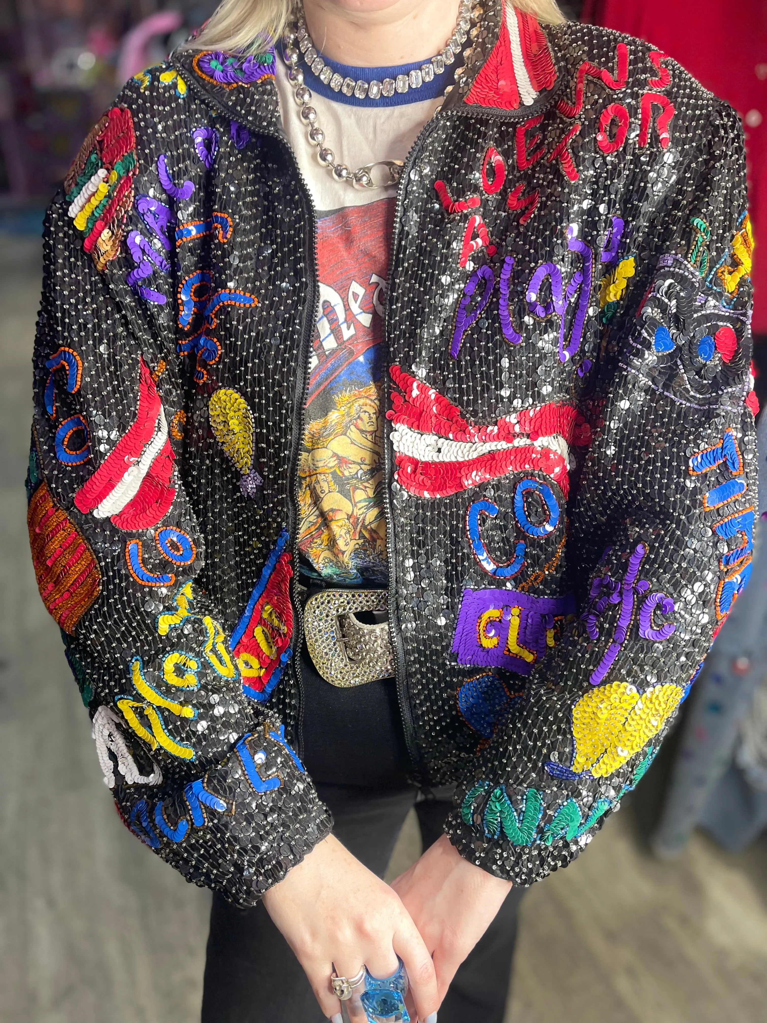 Vintage 80s Sequin New York Jacket