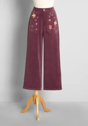 Visually Stem-ulating Embroidered Wide-Leg Cords