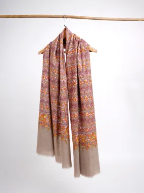 Warm Hue Bridal Hand Embroidered Pashmina Shawl