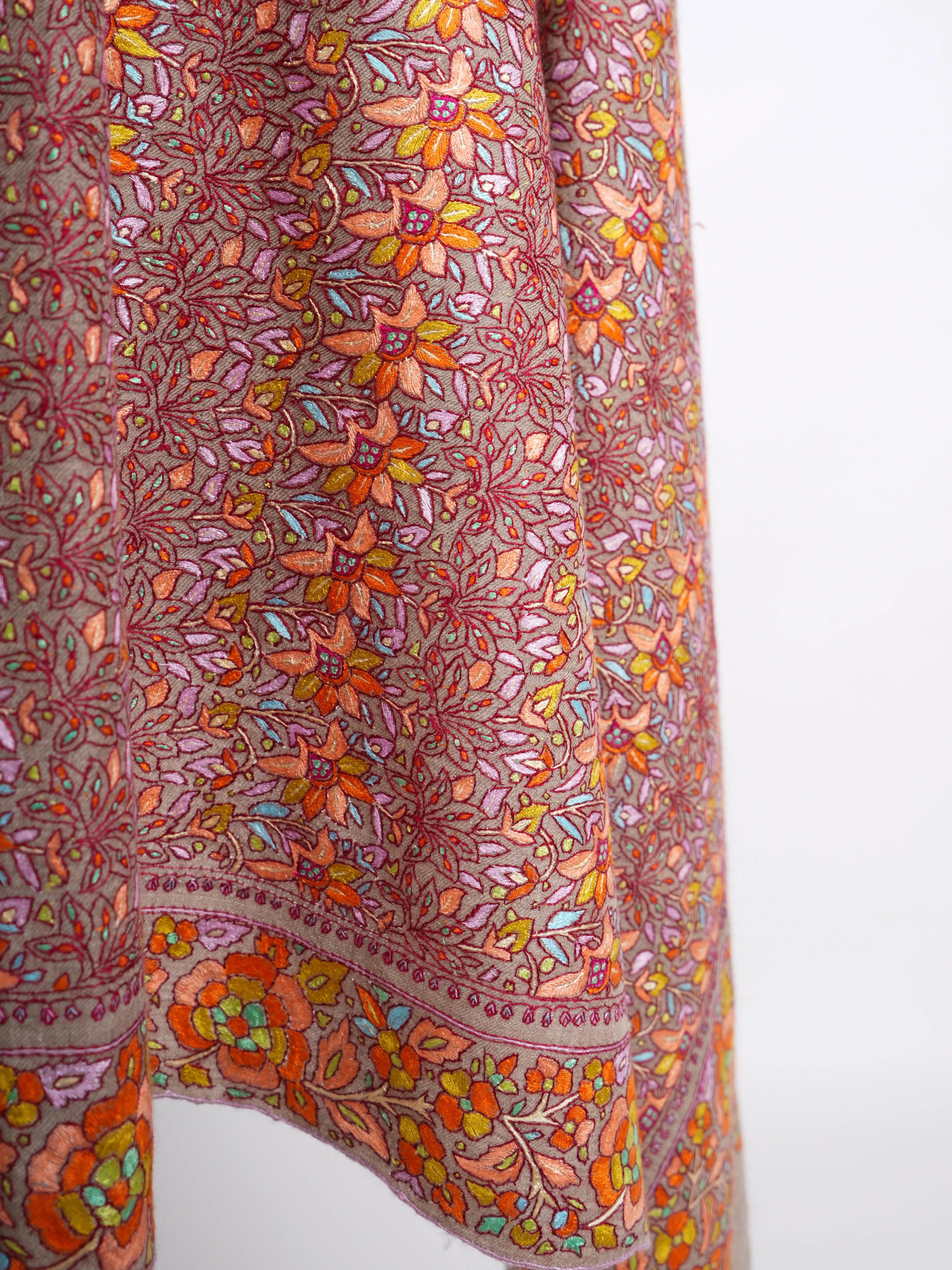 Warm Hue Bridal Hand Embroidered Pashmina Shawl