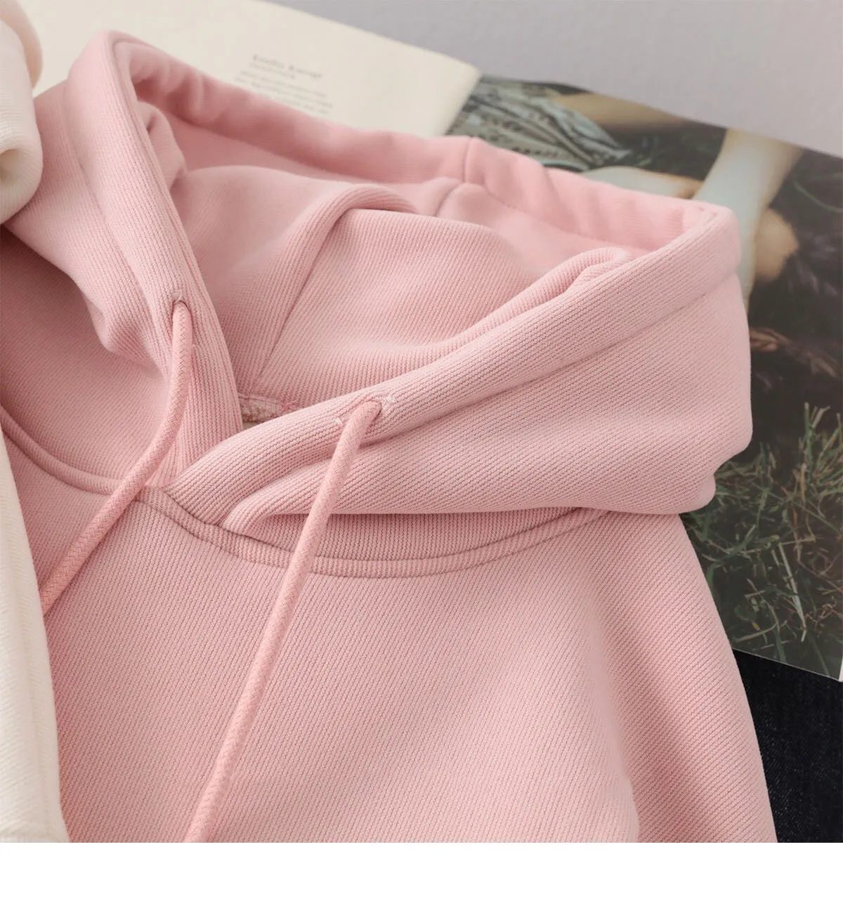 Wenkouban Women Hoodies Oversize Thick with Velvet Hooded Hoodie Casual Pullovers Solid Students Loose Casual Pink Cute Girls Streetwear