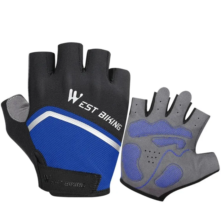 WEST BIKING YP0211222 Bicycle Riding Shock-Absorbing Half-Finger Gloves, Size: XL(Black Blue)