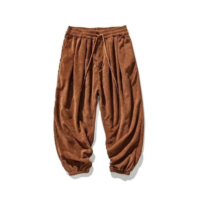 Wiaofellas Men's Corduroy Harem Pants Fashion Men Jogging Sweatpants Big Size Cotton Woman Casual Streetwear Trousers