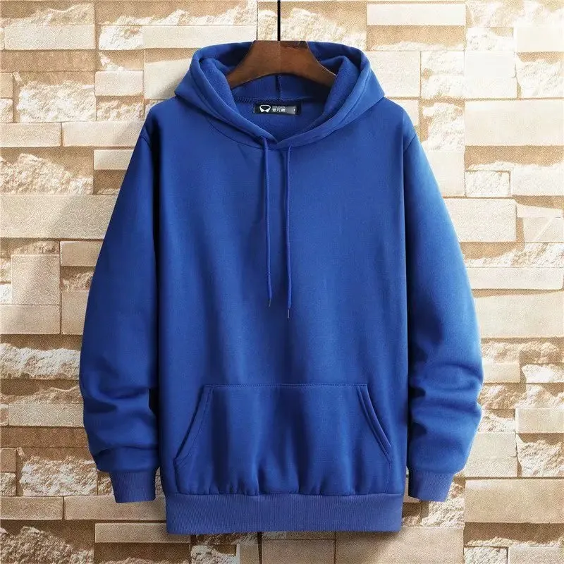 Wiaofellas  -  New Sweater Men's Hoodie Spring and Autumn Sweater Pure Color Plus Velvet Thick Hoodie Loose Large Size Hoodie