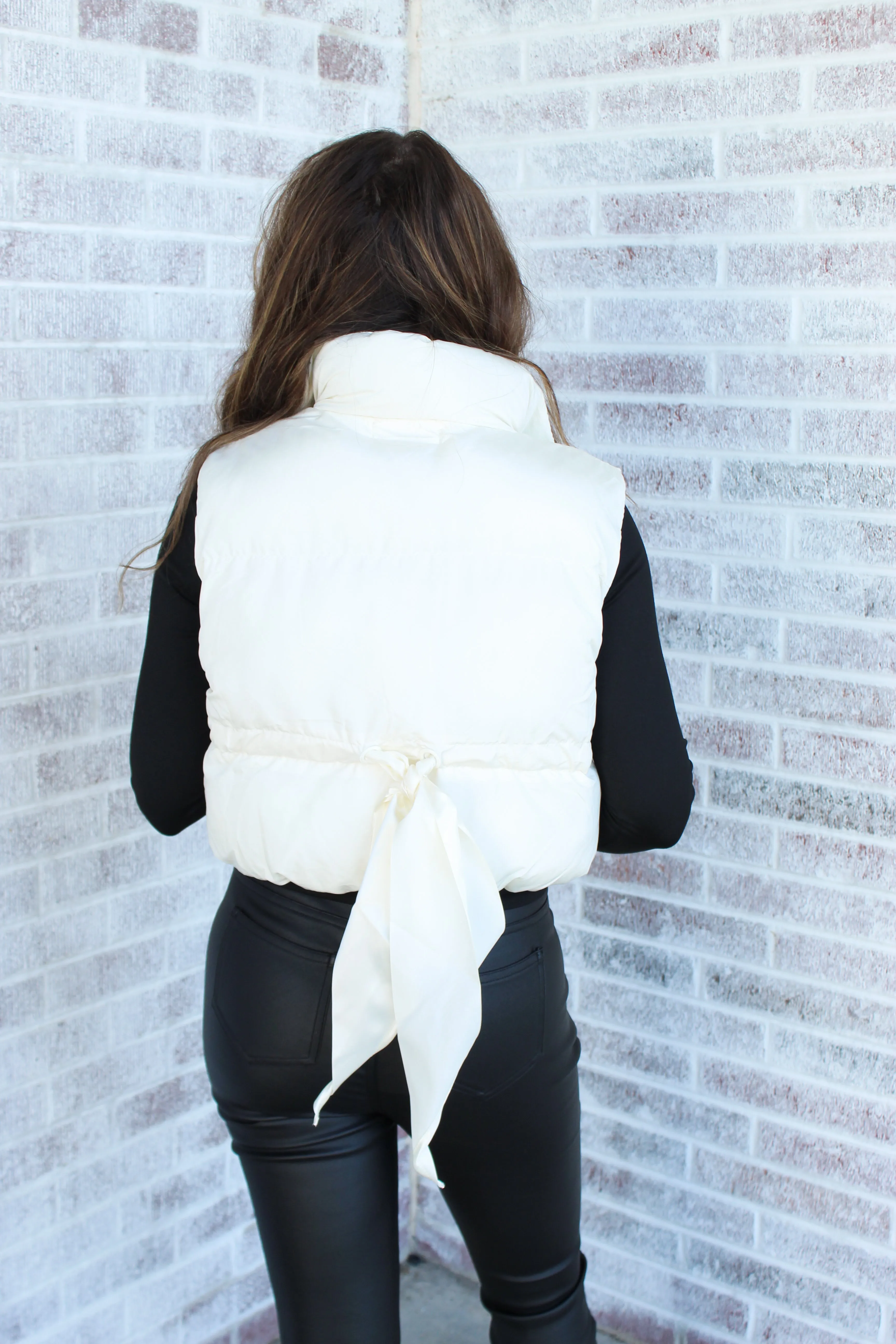 Wild Indigo - Snowed In Puffer Padded Vest w/ Bow