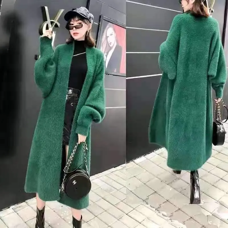 Women Winter Warm Velvet Long Cardigan Overcoat