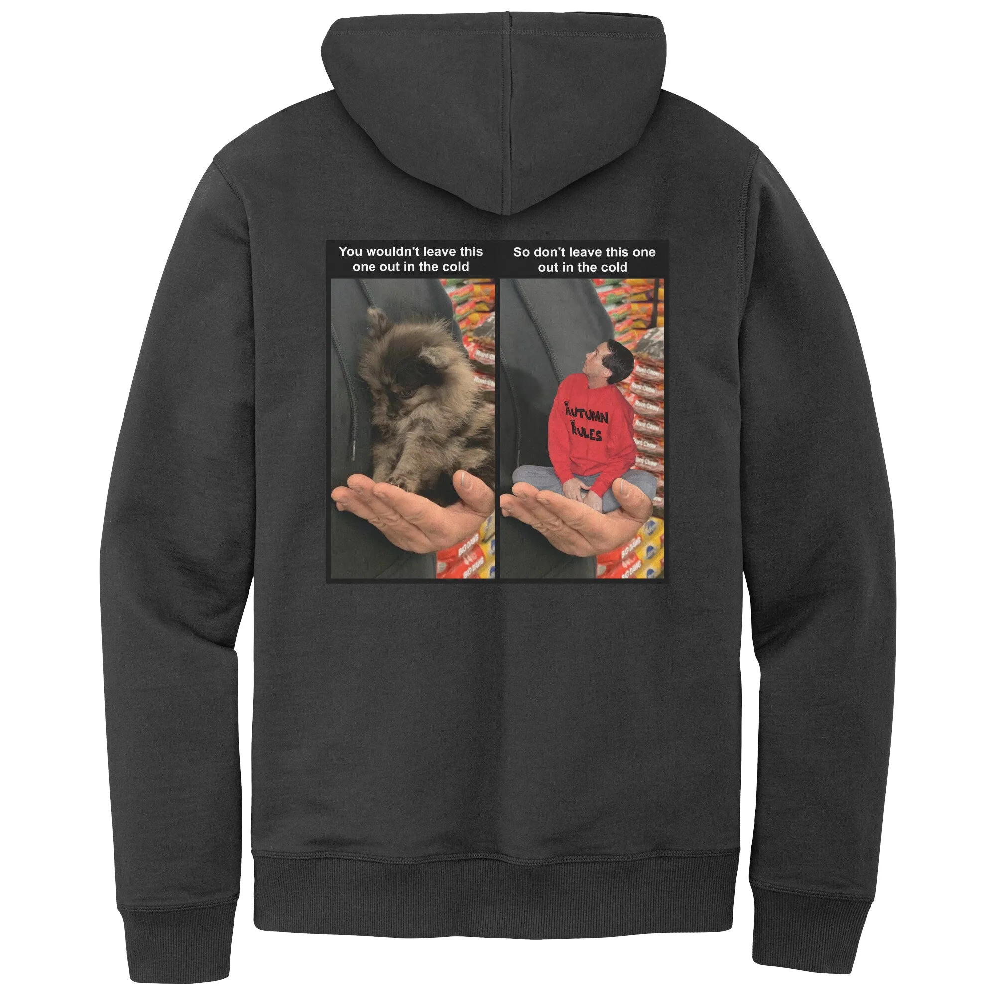 Women's Fleece Hoodie (Men's Sizes) - Don't leave pets in the cold PSA meme