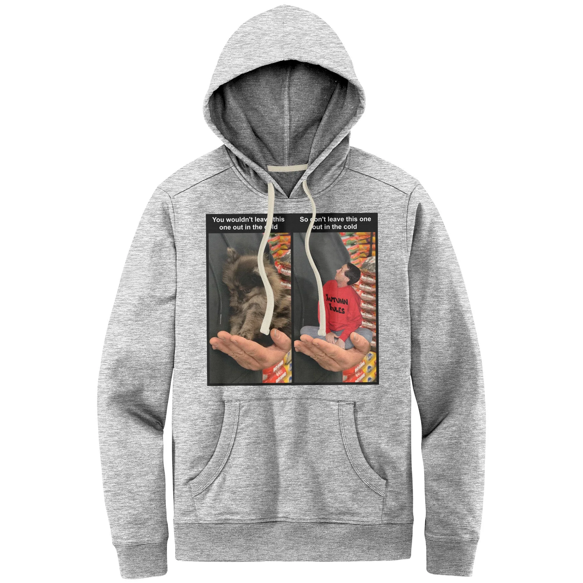 Women's Fleece Hoodie (Men's Sizes) - Don't leave pets in the cold PSA meme