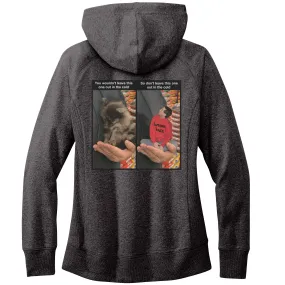 Women's Fleece Hoodie (Women's Sizes) - Don't leave pets in the cold PSA meme with tiny man in hand