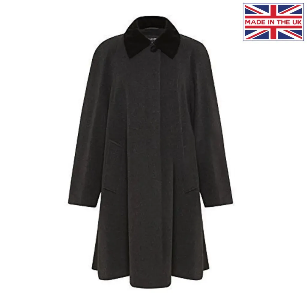 Wool Blend Oversized Velvet Trim Swing Coat (8026)