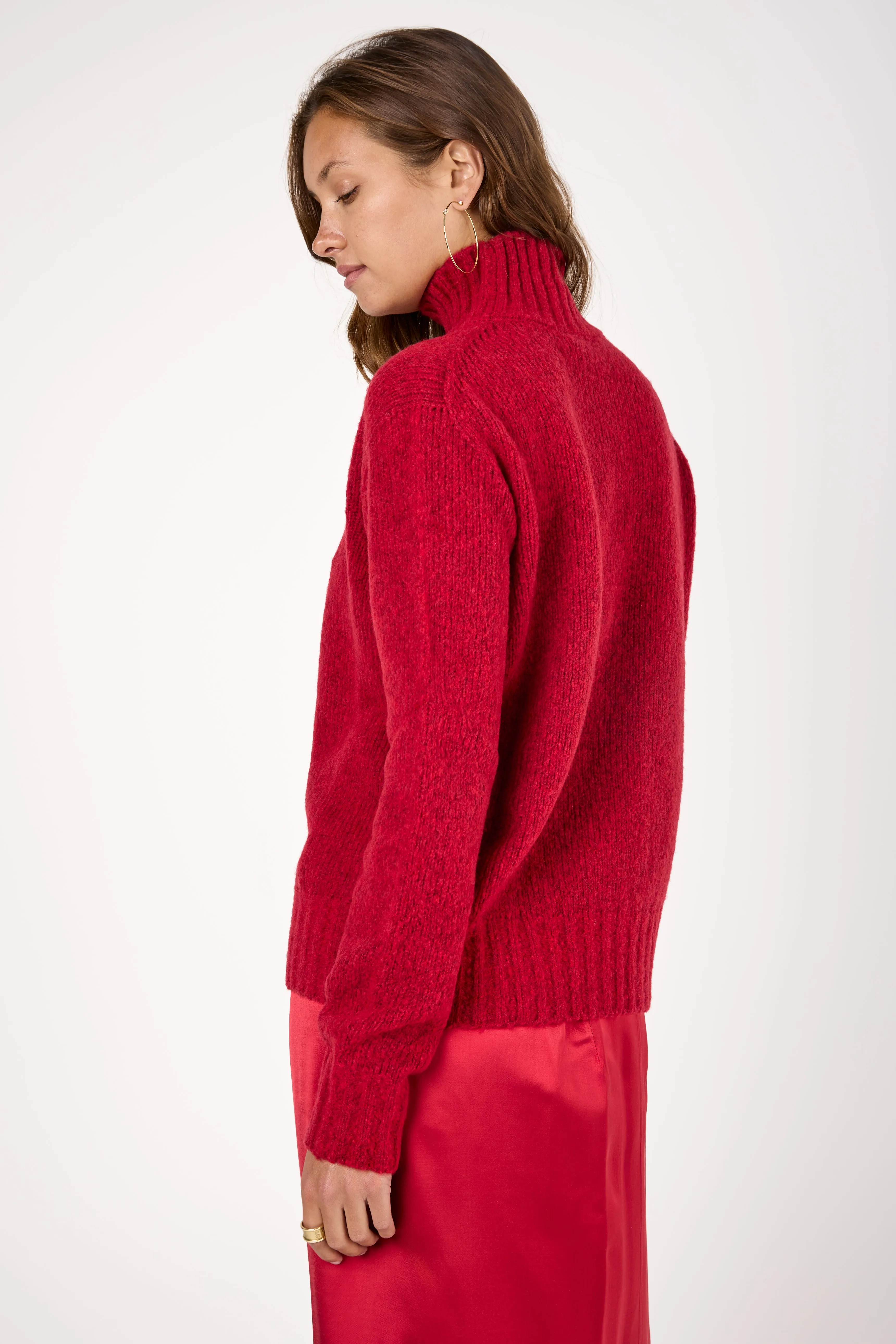 Wool Knit Sweater in Rosso