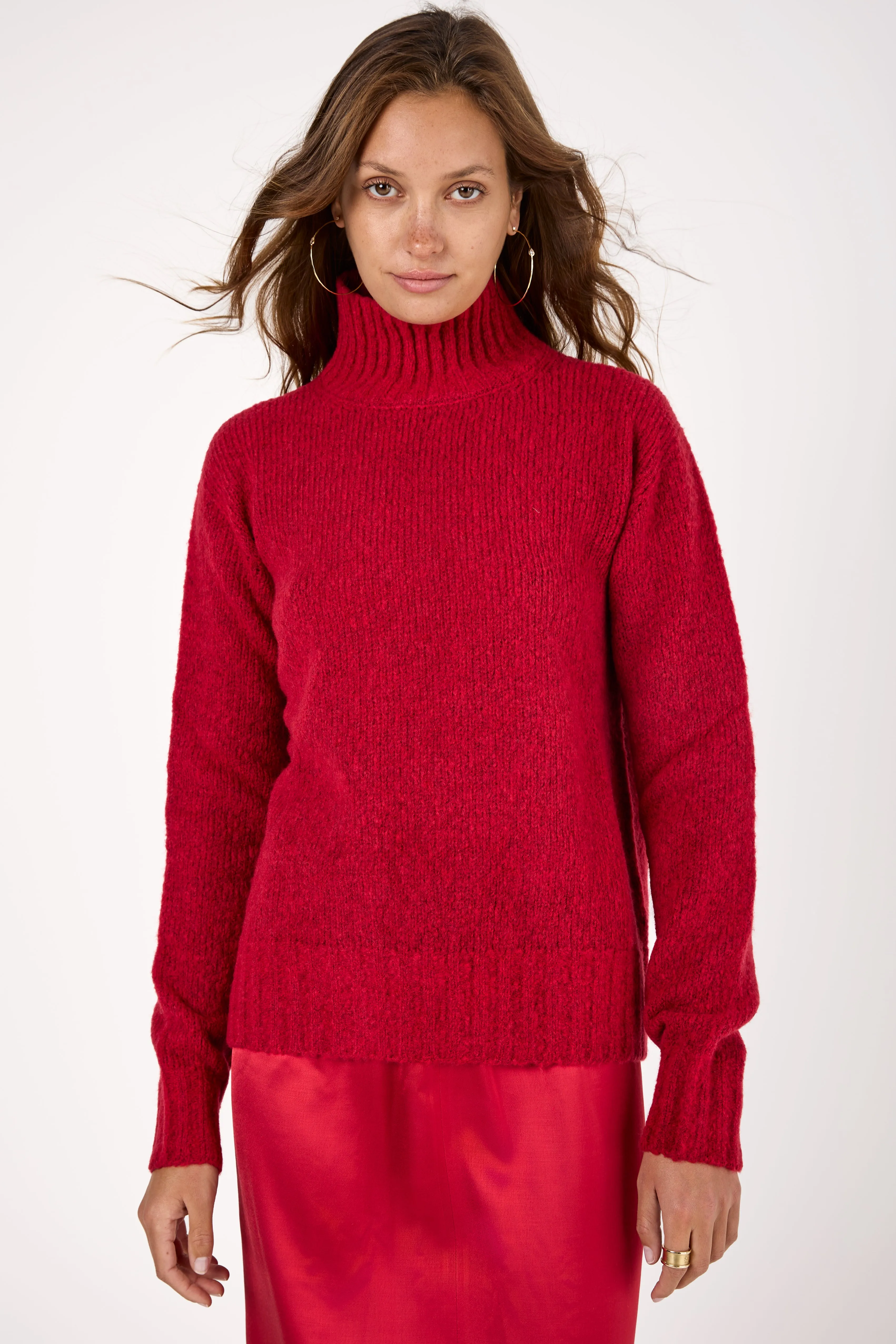 Wool Knit Sweater in Rosso