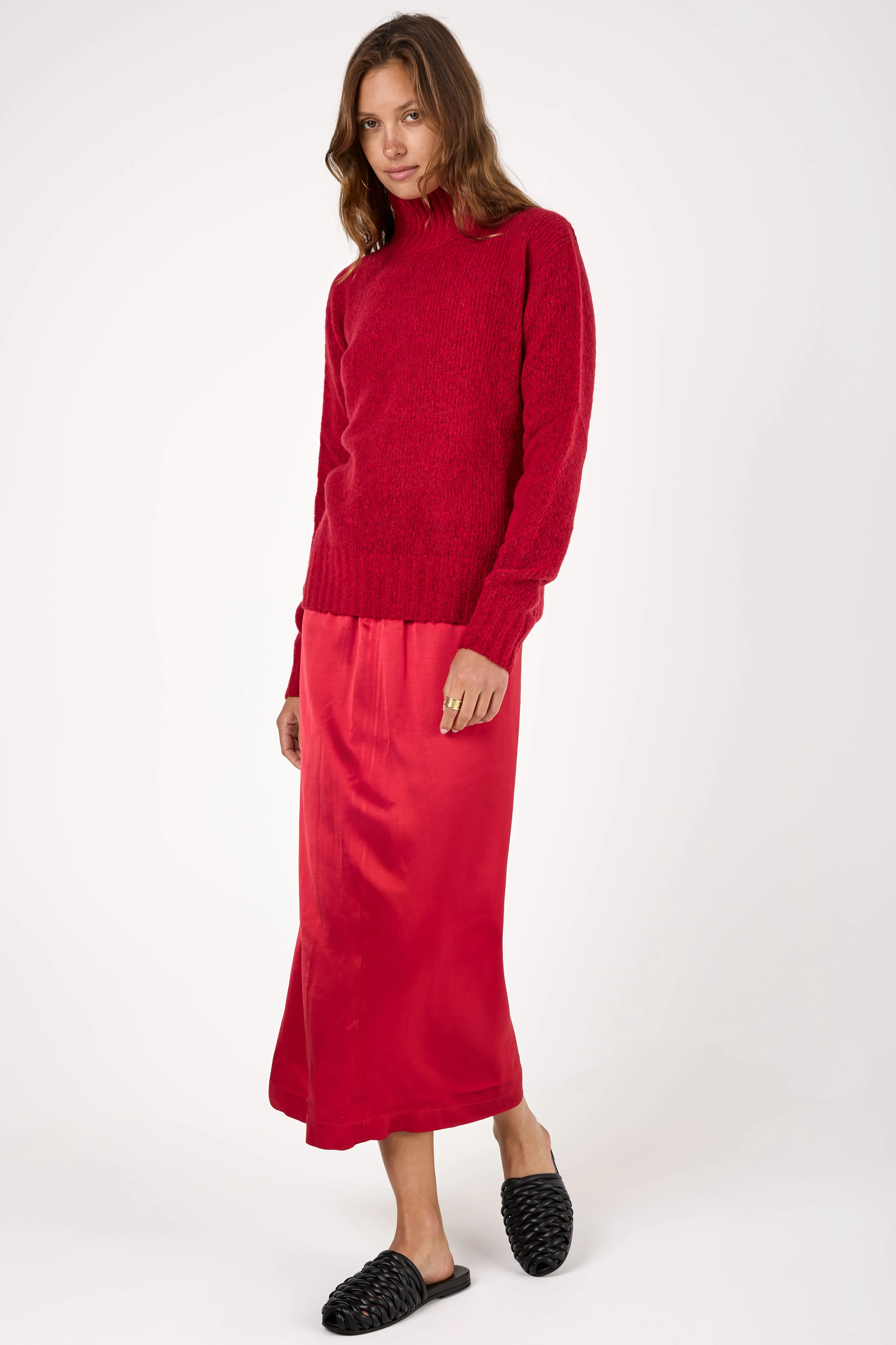 Wool Knit Sweater in Rosso