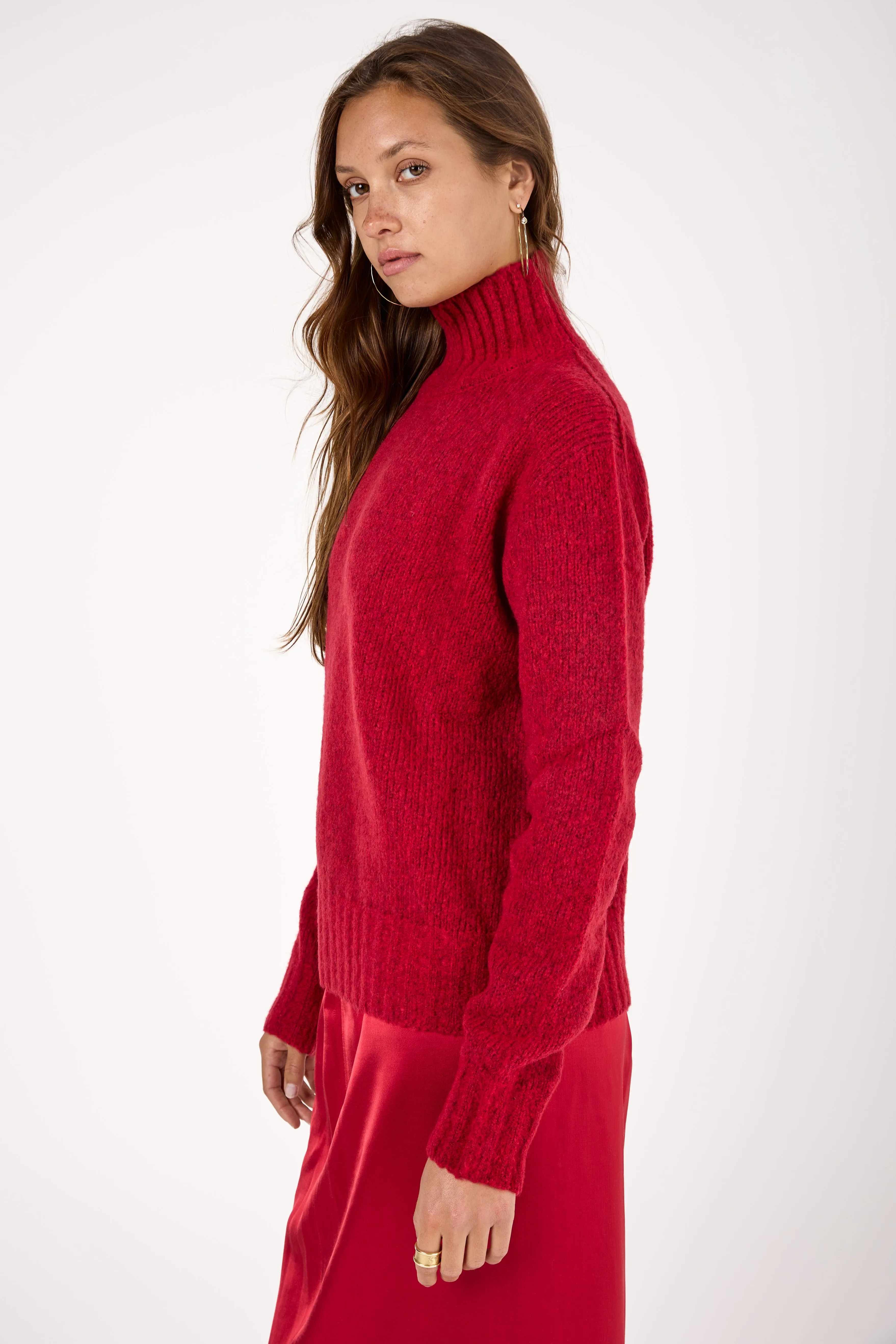 Wool Knit Sweater in Rosso