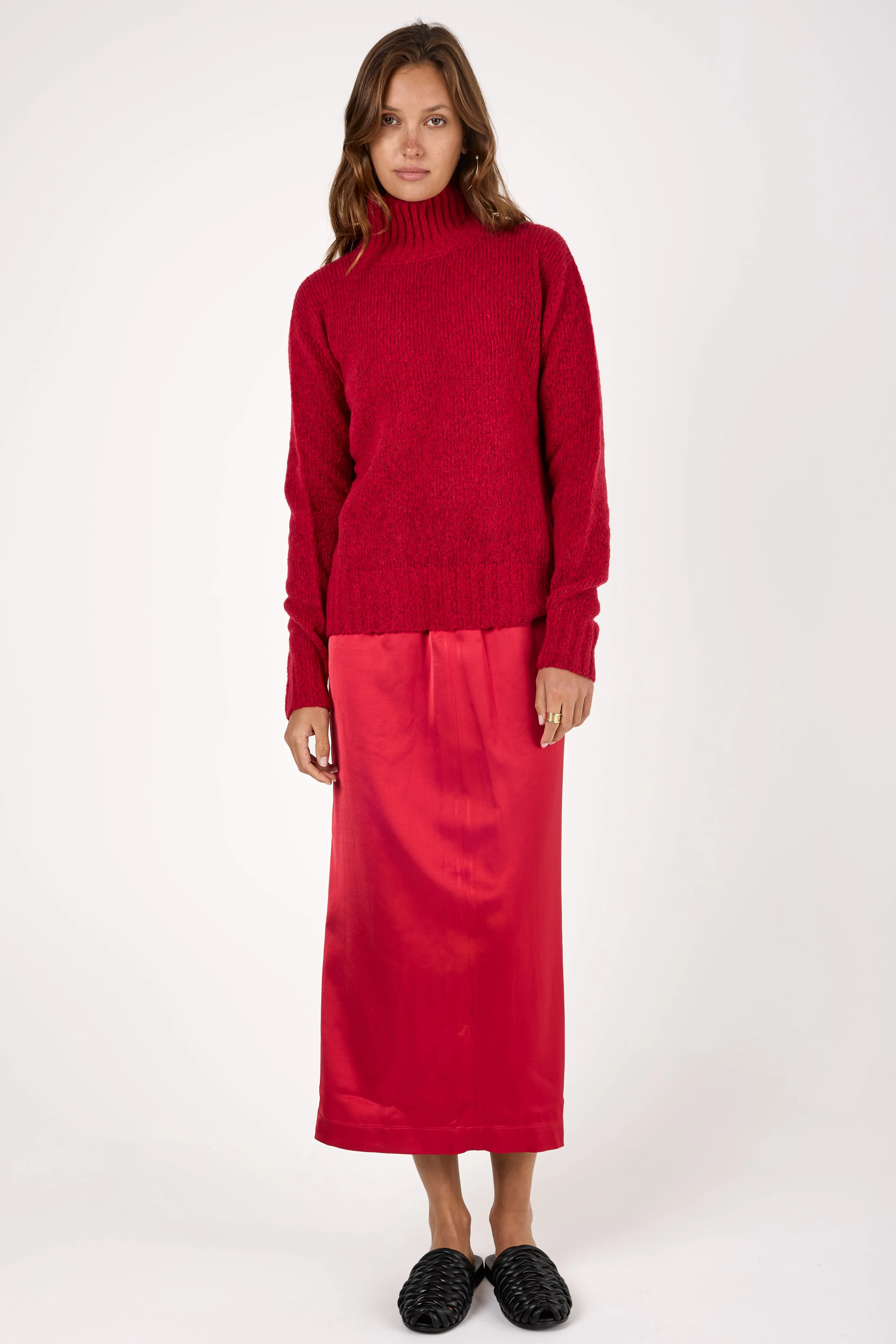 Wool Knit Sweater in Rosso