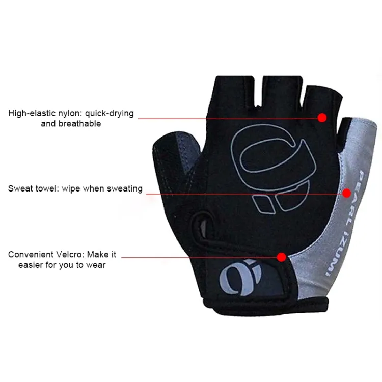 YIZIMI Anti-shock Half-finger Gloves Cycling Silicone Short Finger Gloves, Size: M(Black Blue)