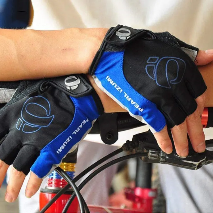 YIZIMI Anti-shock Half-finger Gloves Cycling Silicone Short Finger Gloves, Size: M(Black Blue)