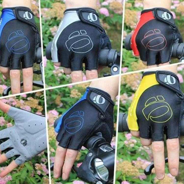 YIZIMI Anti-shock Half-finger Gloves Cycling Silicone Short Finger Gloves, Size: M(Black Blue)